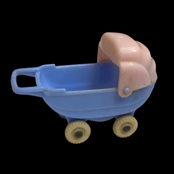1950s Acme Dollhouse Miniature Baby Buggy Carriage Plastic 2.75"L - Picture 1 of 7